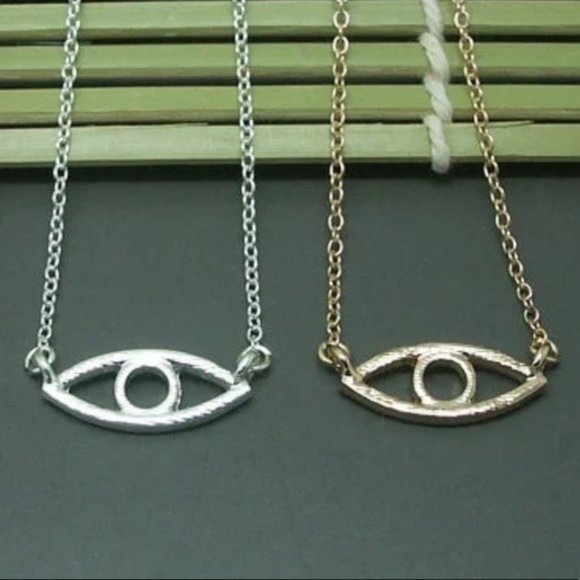 NEW Minimalist evil eye silver necklace - Picture 8 of 8